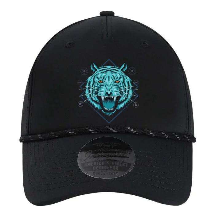 Trippy Cyan Tiger Graphic Performance The Dyno Cap