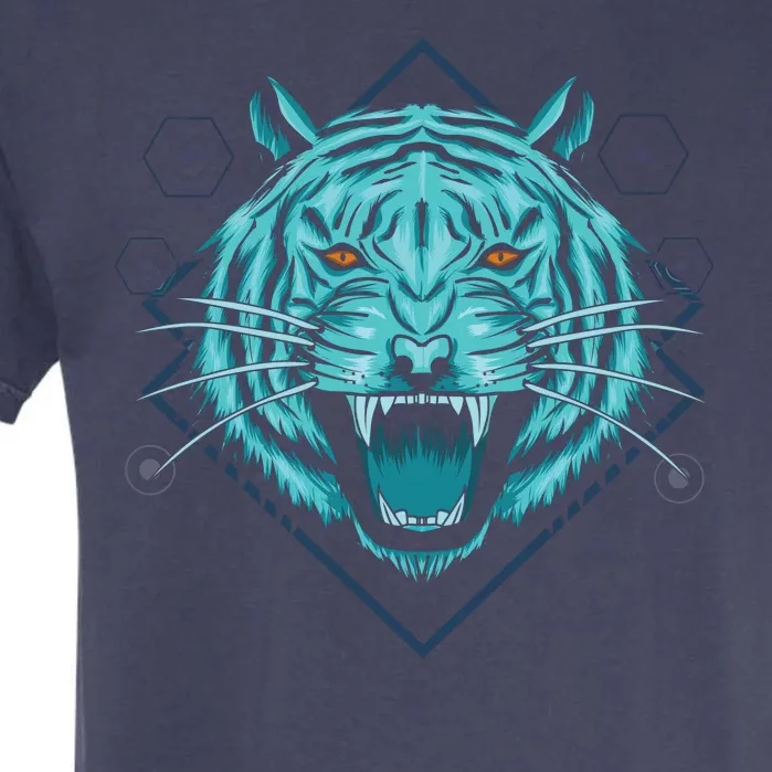 Trippy Cyan Tiger Graphic Garment-Dyed Heavyweight T-Shirt