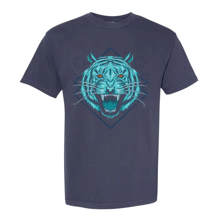 Trippy Cyan Tiger Graphic Garment-Dyed Heavyweight T-Shirt