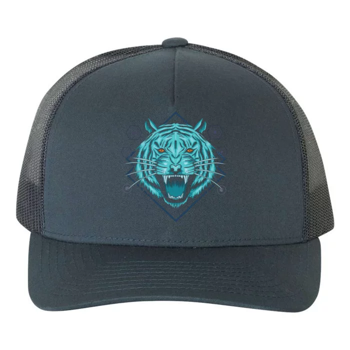 Trippy Cyan Tiger Graphic Yupoong Adult 5-Panel Trucker Hat