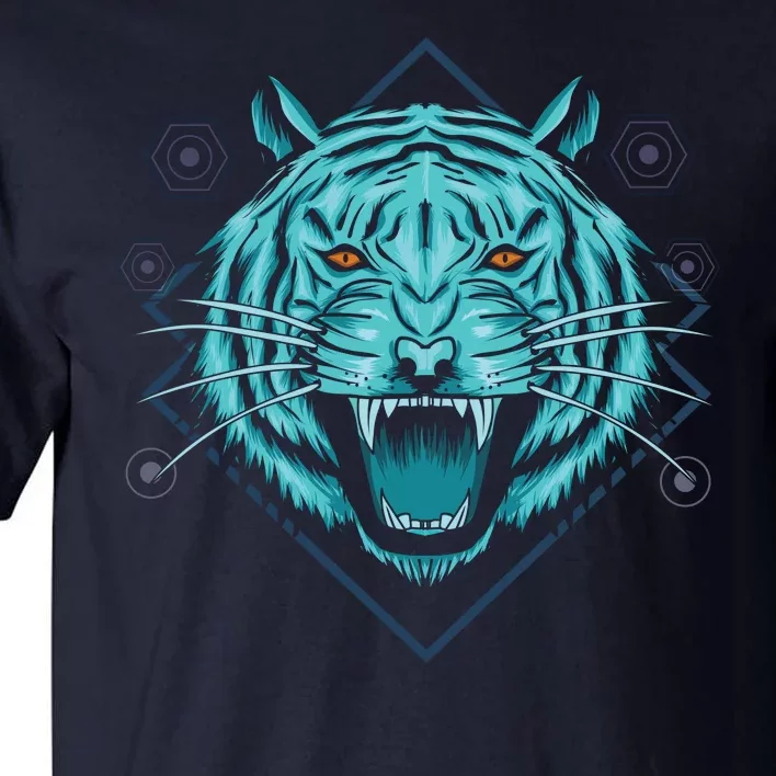 Trippy Cyan Tiger Graphic Tall T-Shirt