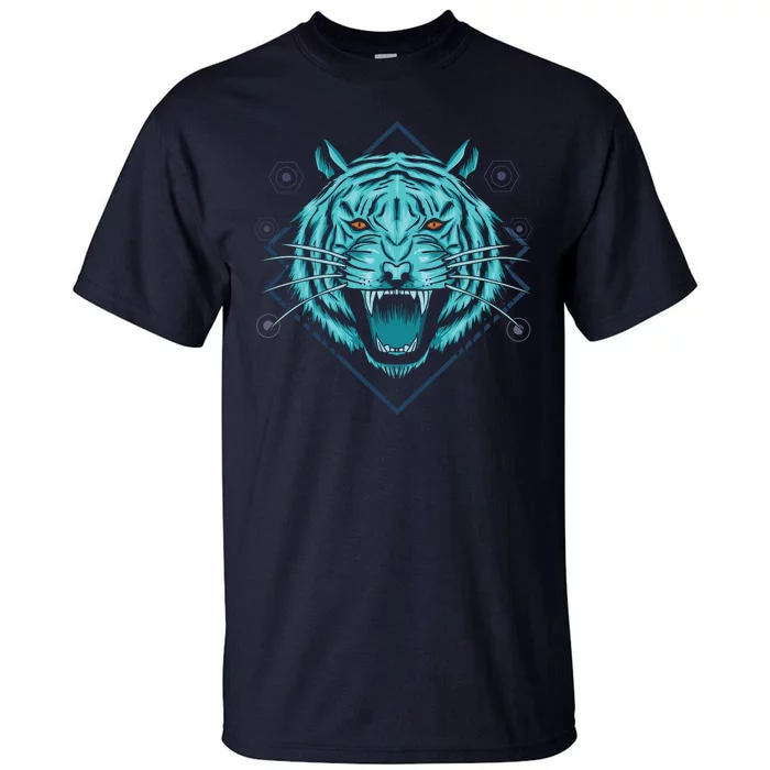 Trippy Cyan Tiger Graphic Tall T-Shirt