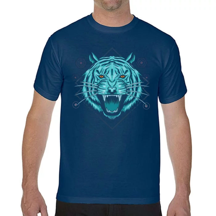 Trippy Cyan Tiger Graphic Comfort Colors T-Shirt