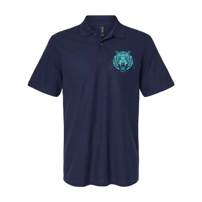 Trippy Cyan Tiger Graphic Softstyle Adult Sport Polo