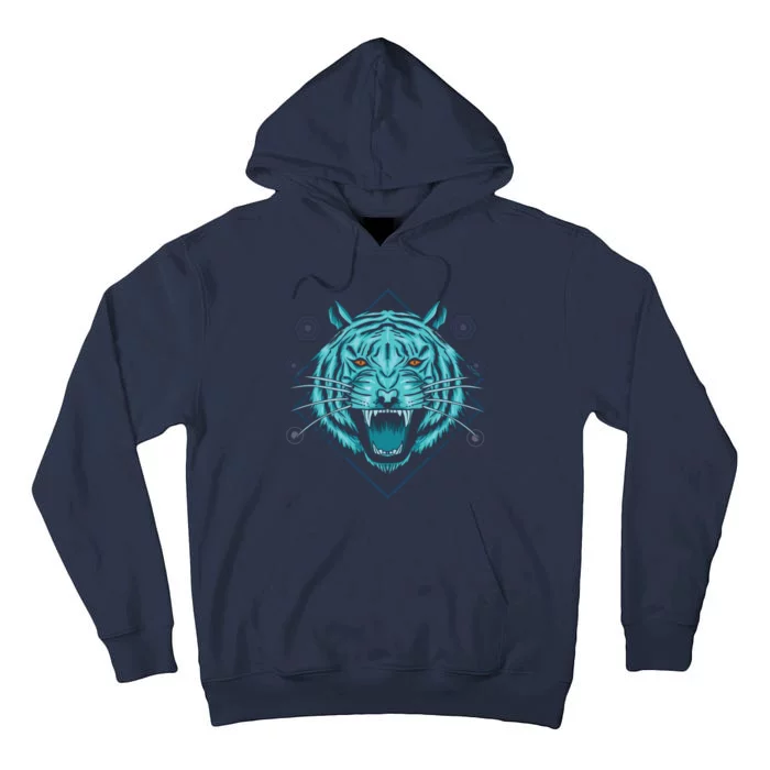 Trippy Cyan Tiger Graphic Tall Hoodie