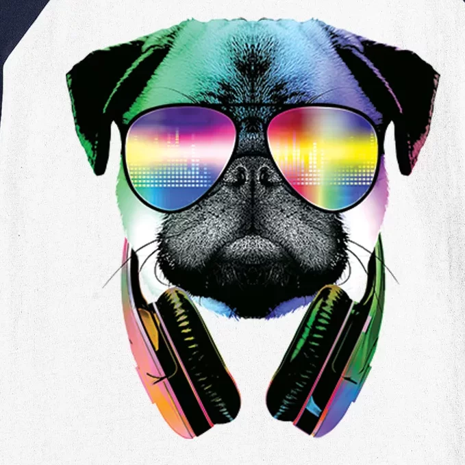 Trippy DJ Pug Baseball Sleeve Shirt