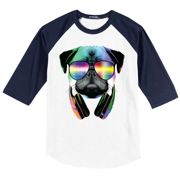 Trippy DJ Pug Baseball Sleeve Shirt