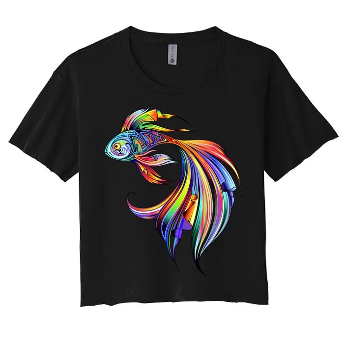 Trippy Fish Motley Women's Crop Top Tee