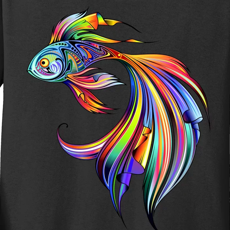 Trippy Fish Motley Kids Long Sleeve Shirt