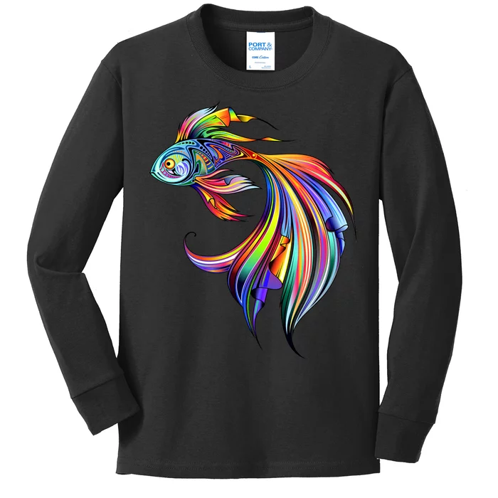 Trippy Fish Motley Kids Long Sleeve Shirt