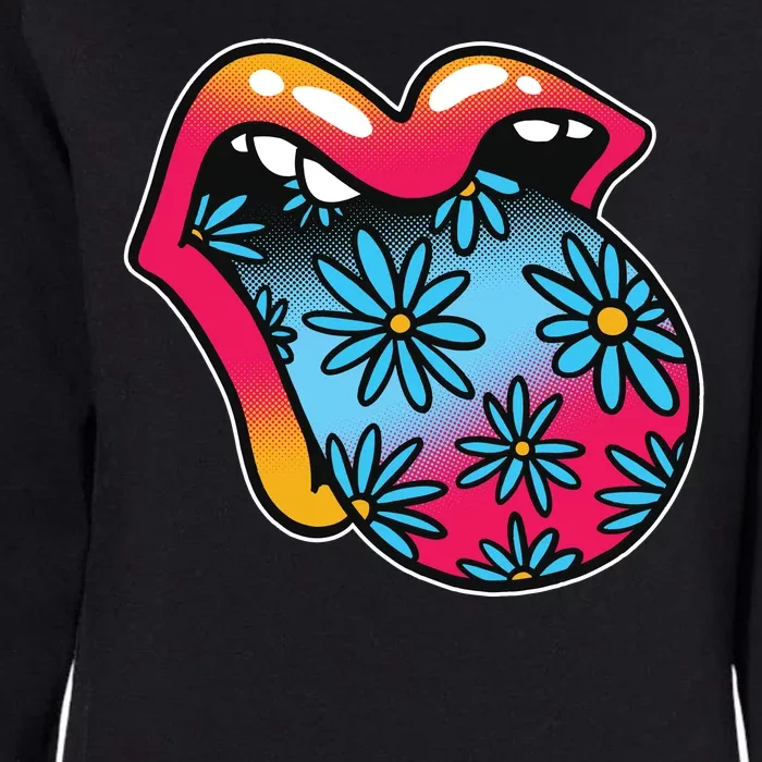 Trippy Floral Mouth Womens California Wash Sweatshirt