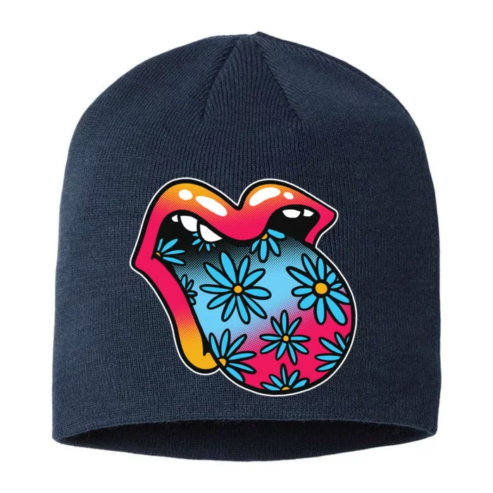 Trippy Floral Mouth 8 1/2in Sustainable Knit Beanie