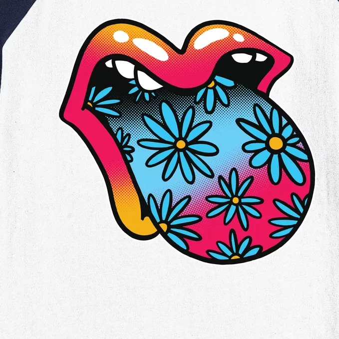 Trippy Floral Mouth Baseball Sleeve Shirt