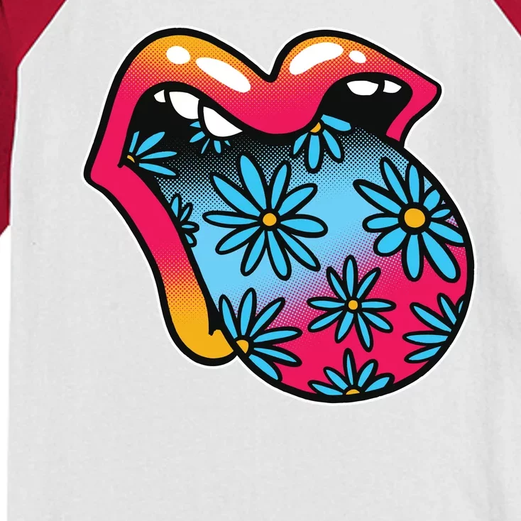 Trippy Floral Mouth Kids Colorblock Raglan Jersey