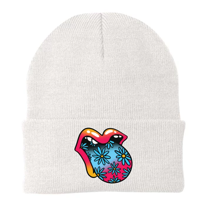 Trippy Floral Mouth Knit Cap Winter Beanie