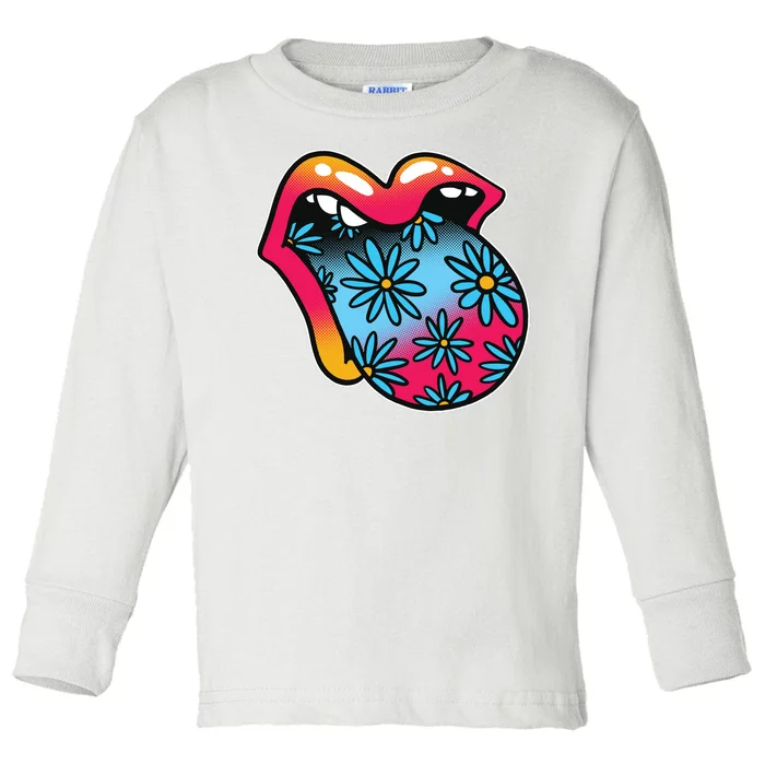 Trippy Floral Mouth Toddler Long Sleeve Shirt