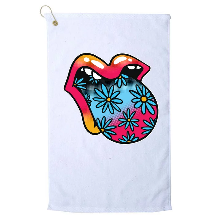 Trippy Floral Mouth Platinum Collection Golf Towel