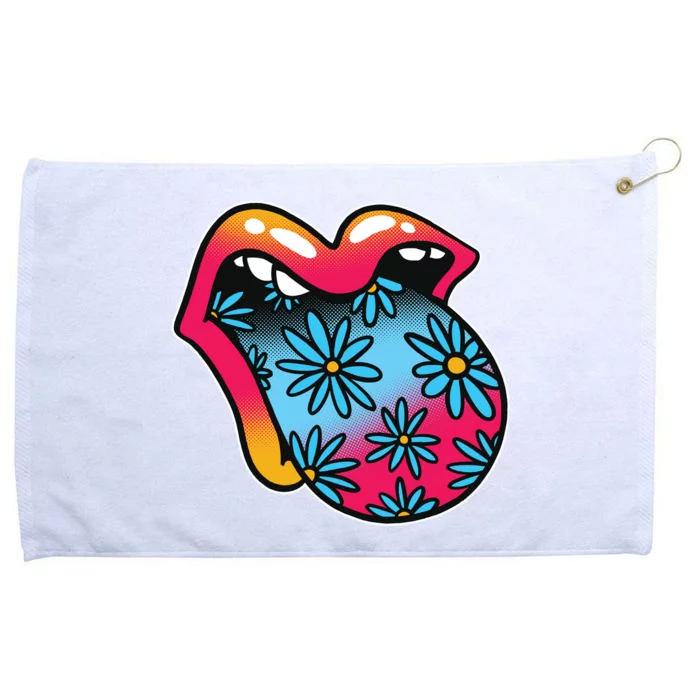 Trippy Floral Mouth Grommeted Golf Towel