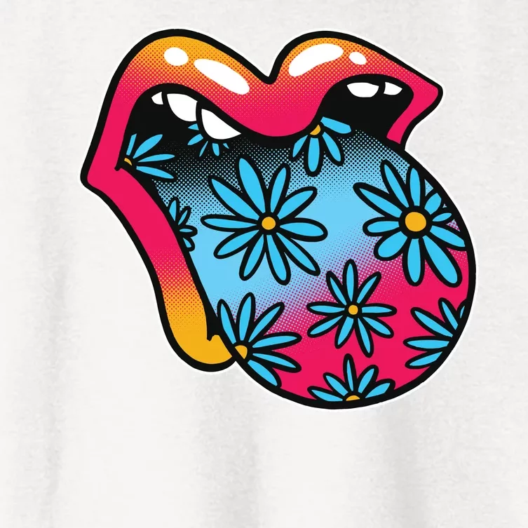 Trippy Floral Mouth Women's Crop Top Tee