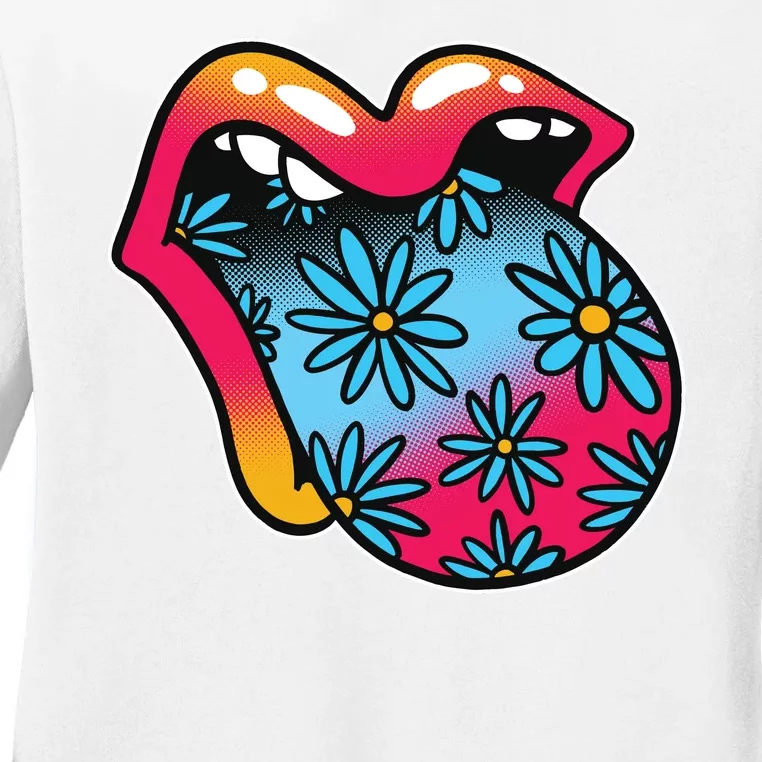 Trippy Floral Mouth Ladies Long Sleeve Shirt