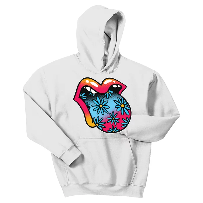 Trippy Floral Mouth Kids Hoodie