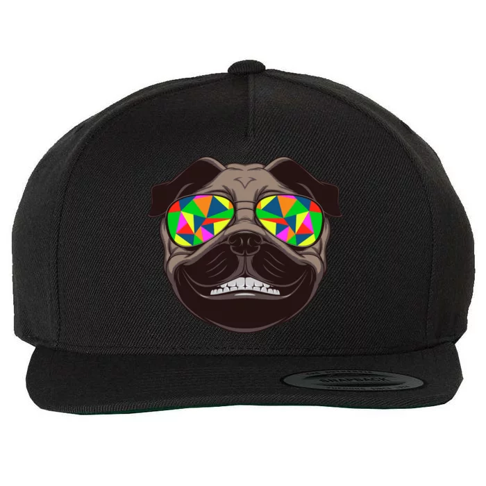 Trippy Hypnotized Pug Wool Snapback Cap