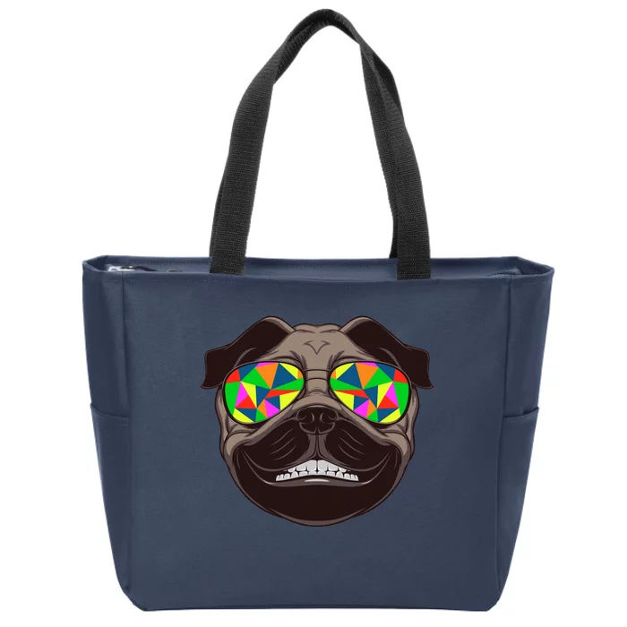 Trippy Hypnotized Pug Zip Tote Bag