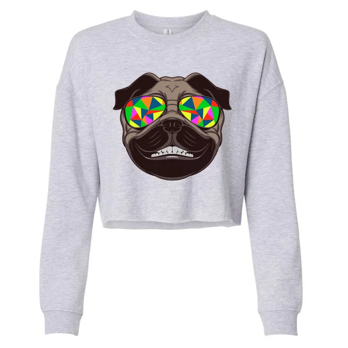 Trippy Hypnotized Pug Cropped Pullover Crew