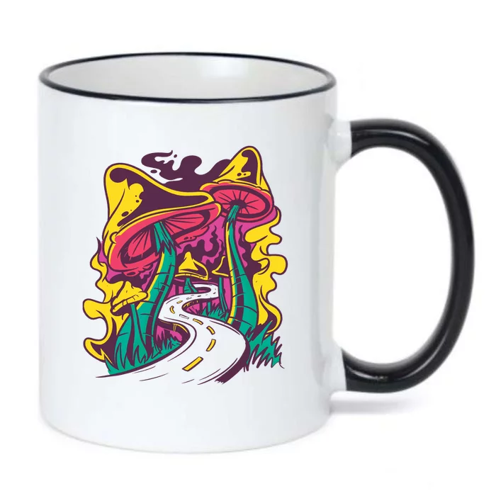 Trippy Mushroom Road Black Color Changing Mug