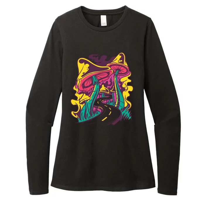 Trippy Mushroom Road Womens CVC Long Sleeve Shirt