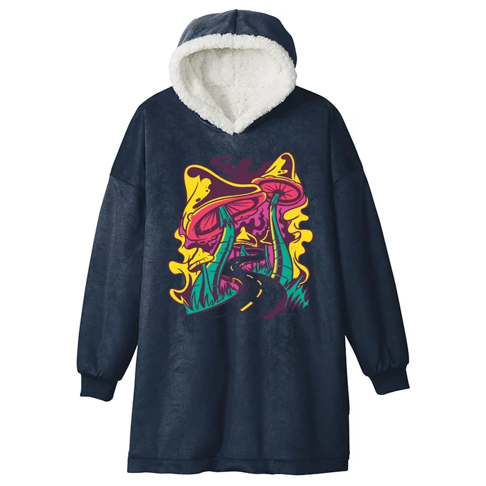 Trippy Mushroom Road Hooded Wearable Blanket