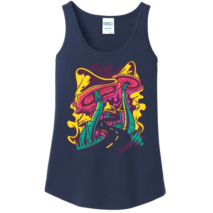 Trippy Mushroom Road Ladies Essential Tank