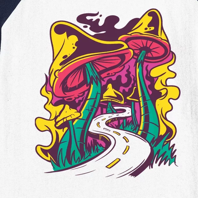 Trippy Mushroom Road Baseball Sleeve Shirt