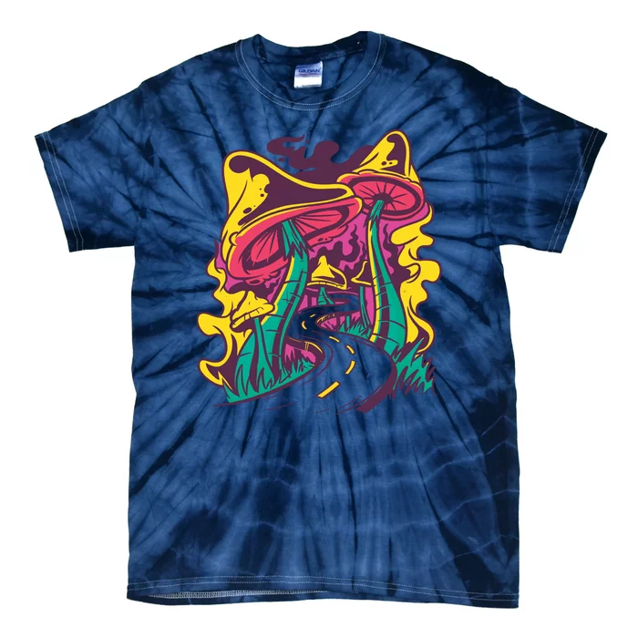 Trippy Mushroom Road Tie-Dye T-Shirt