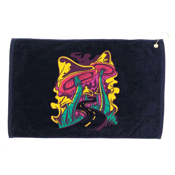 Trippy Mushroom Road Grommeted Golf Towel