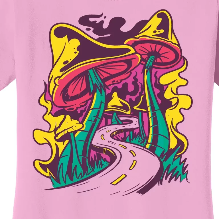 Trippy Mushroom Road Women's T-Shirt