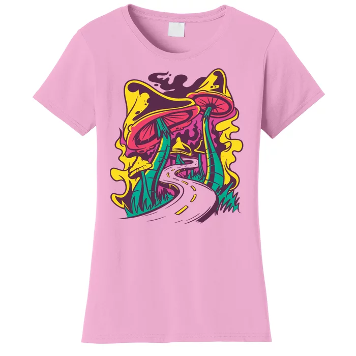 Trippy Mushroom Road Women's T-Shirt