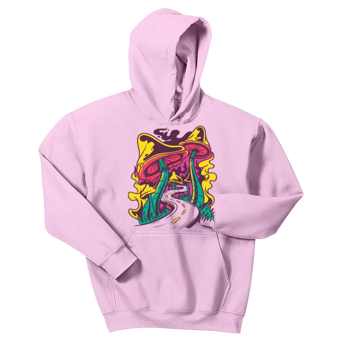 Trippy Mushroom Road Kids Hoodie