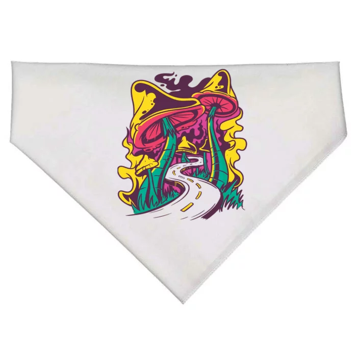 Trippy Mushroom Road USA-Made Doggie Bandana