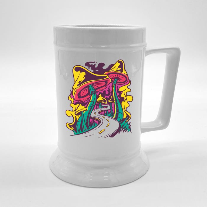 Trippy Mushroom Road Front & Back Beer Stein