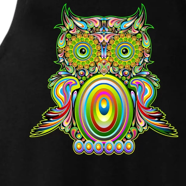 Trippy Owl Ladies Tri-Blend Wicking Tank