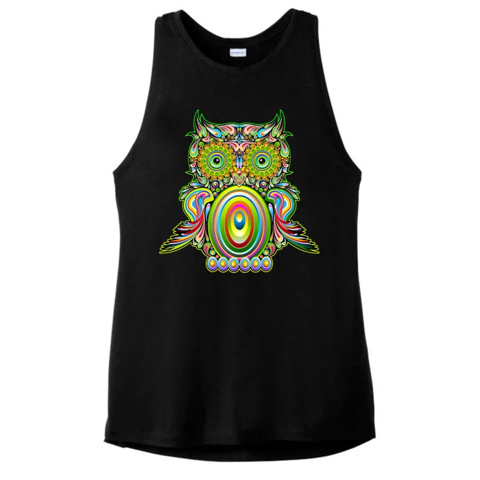 Trippy Owl Ladies Tri-Blend Wicking Tank