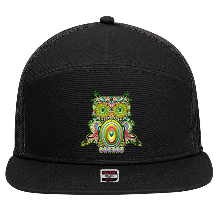 Trippy Owl 7 Panel Mesh Trucker Snapback Hat