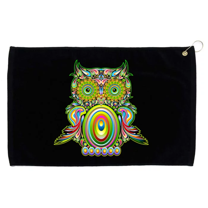 Trippy Owl Grommeted Golf Towel