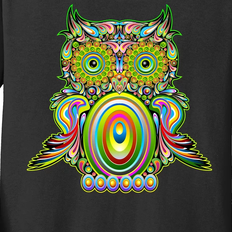 Trippy Owl Kids Long Sleeve Shirt