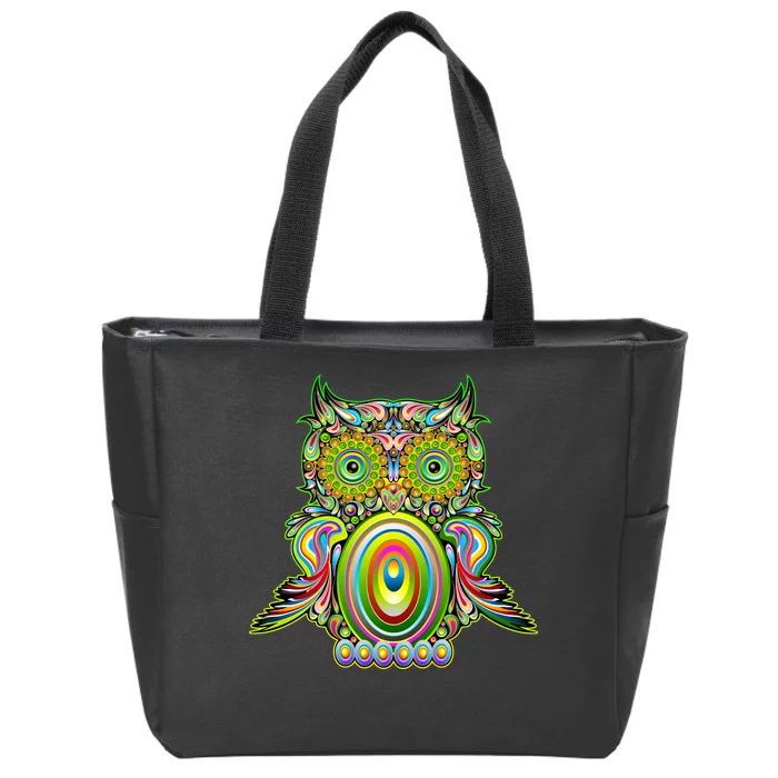 Trippy Owl Zip Tote Bag