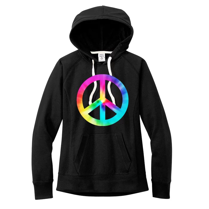 Trippy Rainbow Peace Sign Women's Fleece Hoodie