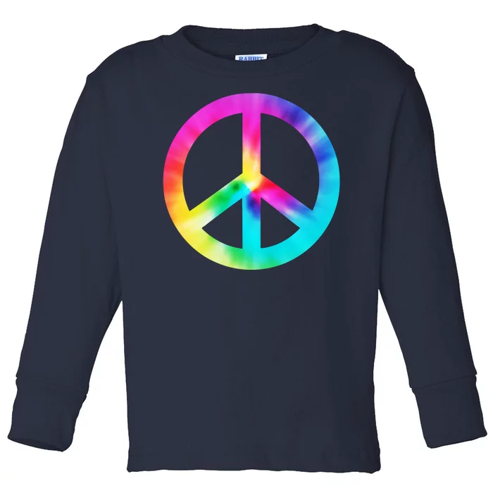 Trippy Rainbow Peace Sign Toddler Long Sleeve Shirt