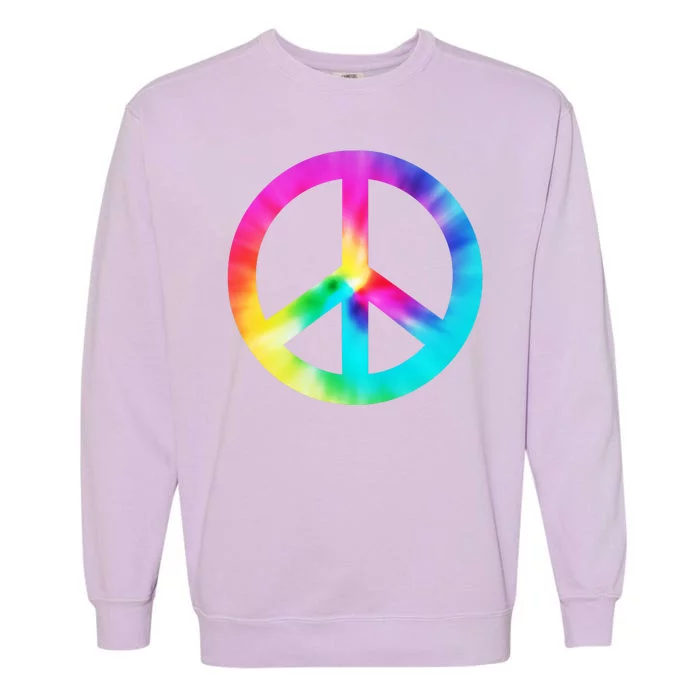 Trippy Rainbow Peace Sign Garment-Dyed Sweatshirt