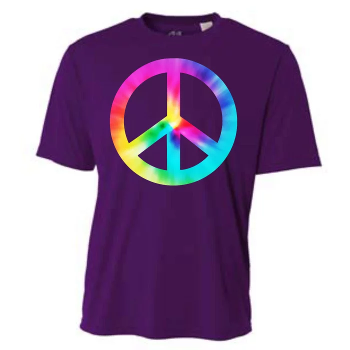 Trippy Rainbow Peace Sign Cooling Performance Crew T-Shirt